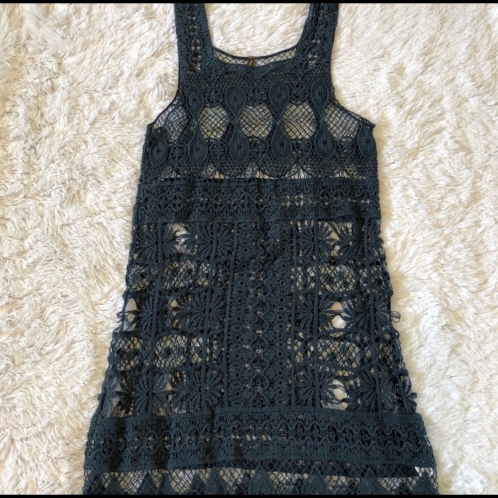 Stetson Navy Crochet Knit Shell Dress Small